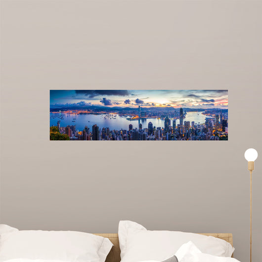 City and Harbor Dawn Wall Decal