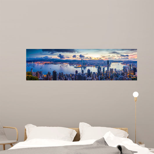 City and Harbor Dawn Wall Decal