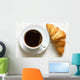 Croissant and Coffee Rustic Wall Decal