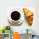 Croissant and Coffee Rustic Wall Decal