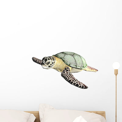 Great Turtle Wall Decal shown on a wall