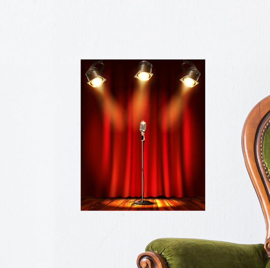 Stage with Red Curtains Wall Decal
