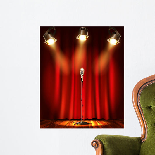 Stage with Red Curtains Wall Decal