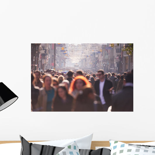 People Crowd Walking Street Wall Decal