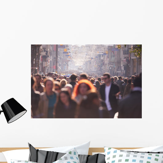 People Crowd Walking Street Wall Decal