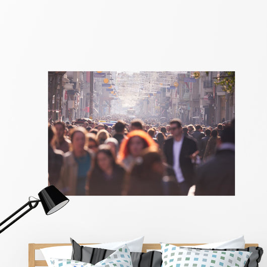 People Crowd Walking Street Wall Decal
