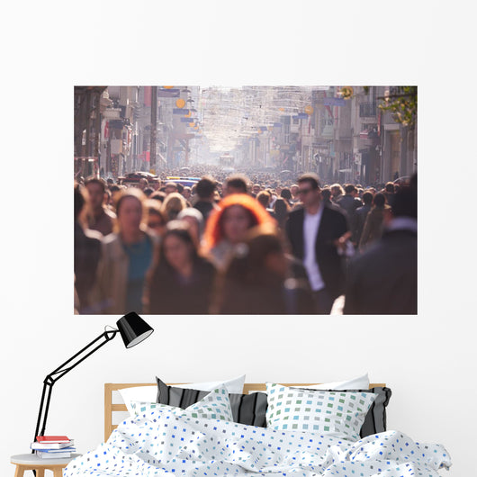 People Crowd Walking Street Wall Decal
