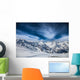Snowy Peaks against Blue Wall Decal