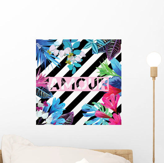 Tropical Exotic Floral Amour Wall Decal