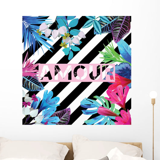 Tropical Exotic Floral Amour Wall Decal