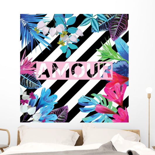 Tropical Exotic Floral Amour Wall Decal