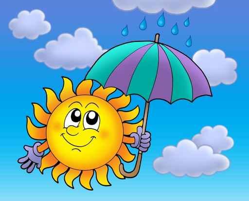 Sun with Umbrela Cloudy Wall Decal