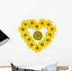 Sunflowers and Daisy Heart Wall Decal