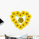 Sunflowers and Daisy Heart Wall Decal