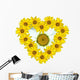 Sunflowers and Daisy Heart Wall Decal