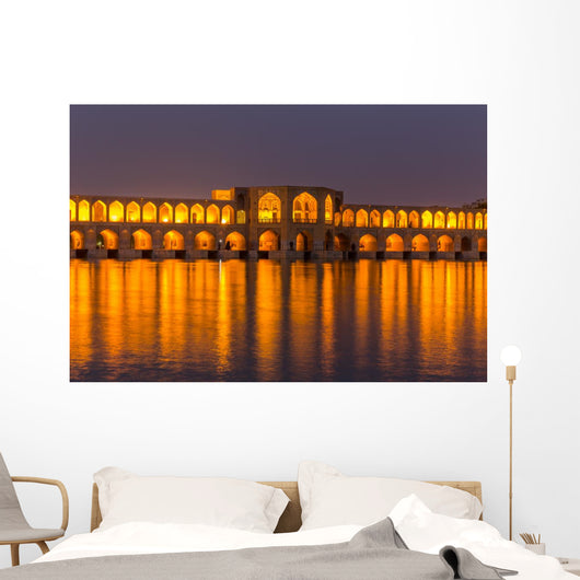 The ancient Khaju Bridge, (Pol-e Khaju), in Isfahan, Iran Wall Mural