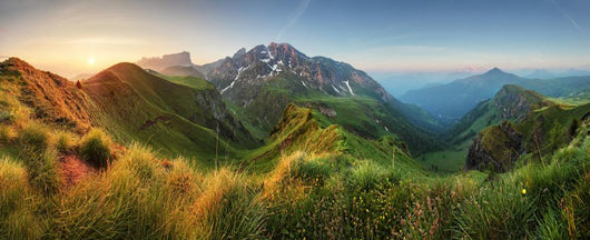 Peaceful Sunrise Dolomite Mountains Wall Decal Panoramic Wall Decal
