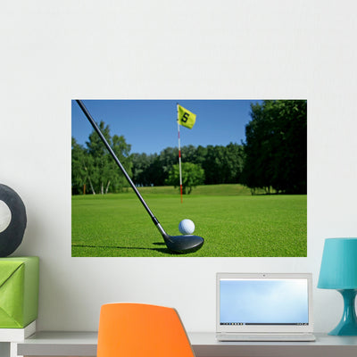 Drive towards Flag Wall Decal shown on a wall