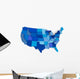 Map USA Blue Color Wall Decal
