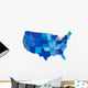 Map USA Blue Color Wall Decal