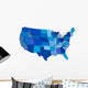 Map USA Blue Color Wall Decal