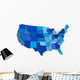 Map USA Blue Color Wall Decal