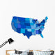 Map USA Blue Color Wall Decal