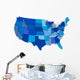 Map USA Blue Color Wall Decal