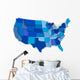 Map USA Blue Color Wall Decal