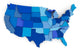 Map USA Blue Color Wall Decal