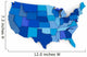Map USA Blue Color Wall Decal