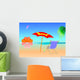 Summer Beach Sunset Illustration Wall Decal