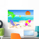 Summer Beach Scene Illustration Wall Decal