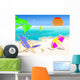 Summer Beach Scene Illustration Wall Decal