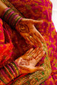 Indian Wedding Bride Getting Henna Tattoos on her Palms Wall Decal