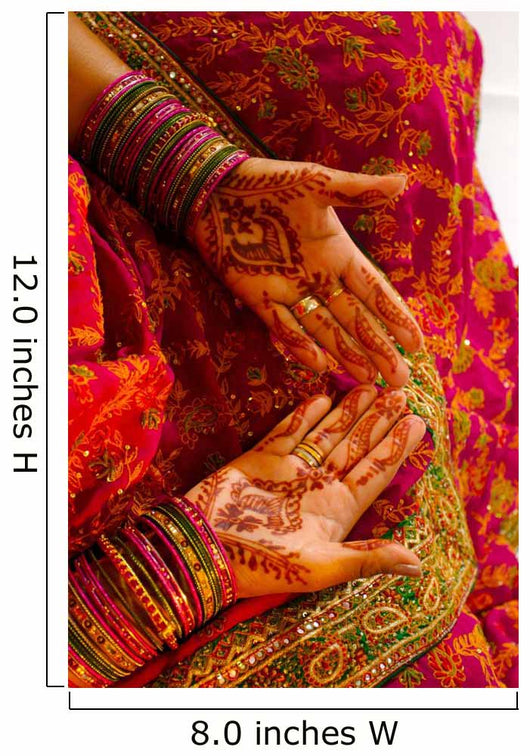 Indian Wedding Bride Getting Henna Tattoos on her Palms Wall Decal