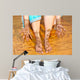 Indian Wedding Bride Getting Henna Tattoos on Hands and Feet Wall Decal