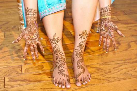 A Hindu Bride Wearing a Traditional Outfit and Henna Tattoos · Free Stock  Photo