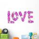Purple Flowers Love Word Wall Decal Sticker Set