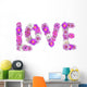 Purple Flowers Love Word Wall Decal Sticker Set