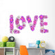 Purple Flowers Love Word Wall Decal Sticker Set