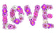 Purple Flowers Love Word Wall Decal Sticker Set
