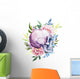 Watercolor Skull with Flowers Wall Decal