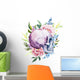 Watercolor Skull with Flowers Wall Decal
