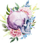 Watercolor Skull with Flowers Wall Decal