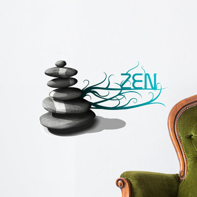 Stacking Zen Rocks Wall Decal shown on a wall