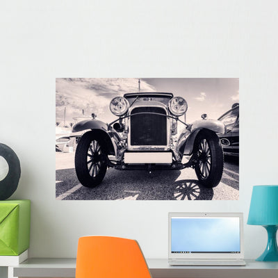 Front Classic Car Old Wall Decal shown on a wall