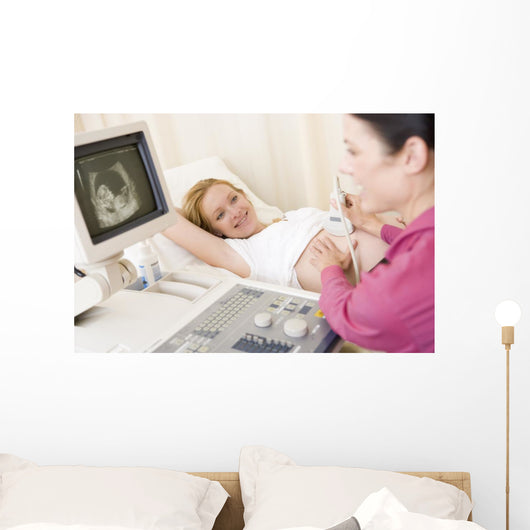 Pregnant Woman Getting Ultrasound Wall Decal