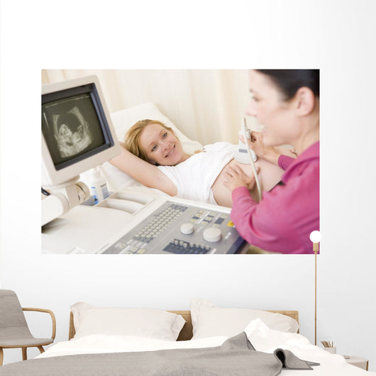 Pregnant Woman Getting Ultrasound Wall Decal