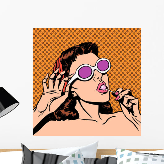 Sunday Girl Sunbathes Beach Wall Decal